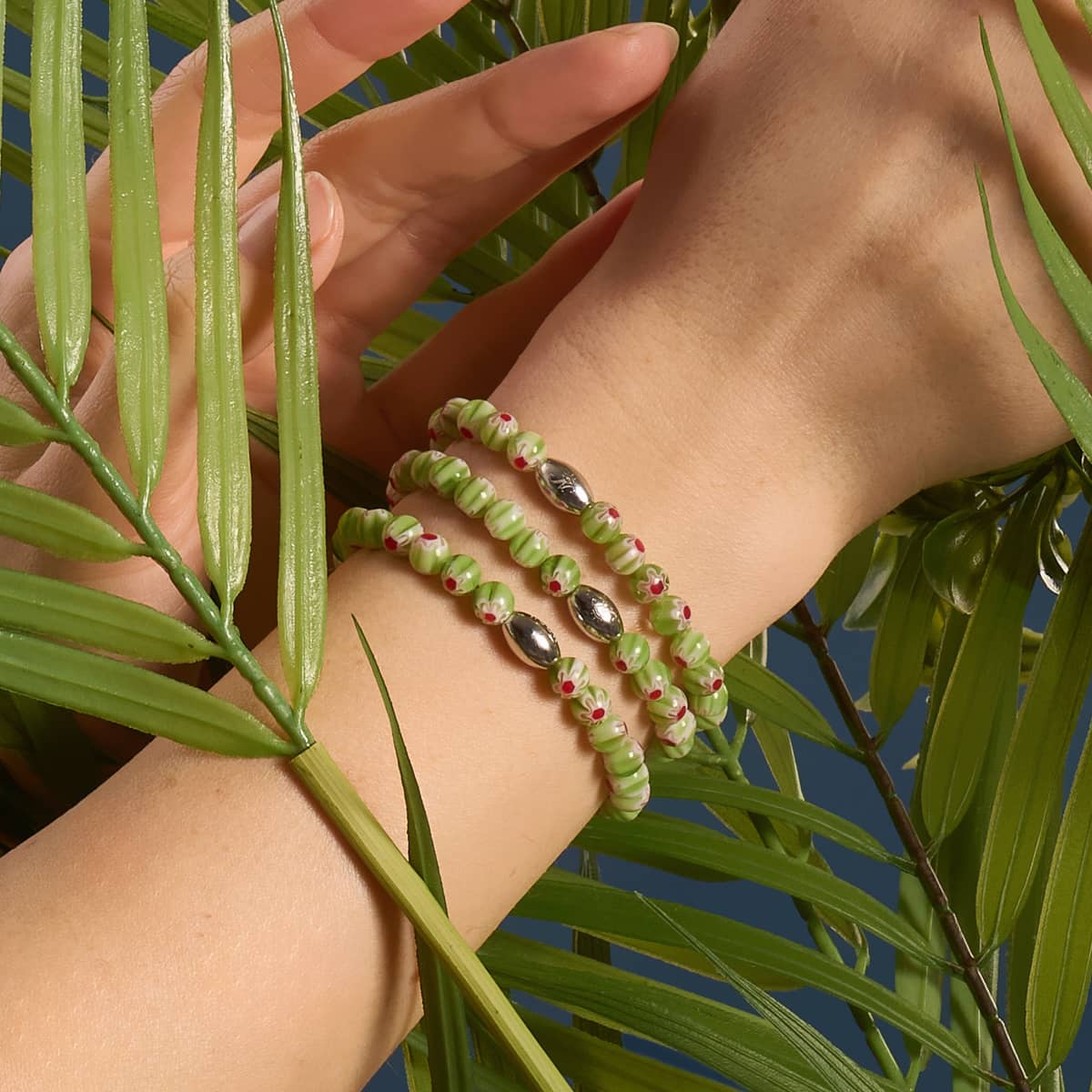 Sizilianischer Salbei | 925er Sterlingsilber | Millefiori-Armband