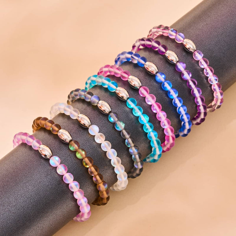 Violett | 925 Sterling Silber | Meerjungfrau Glasperlenarmband