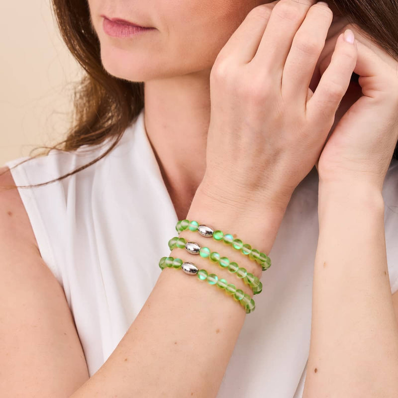 Smaragd | 925er Sterlingsilber | Meerjungfrau-Glasperlenarmband