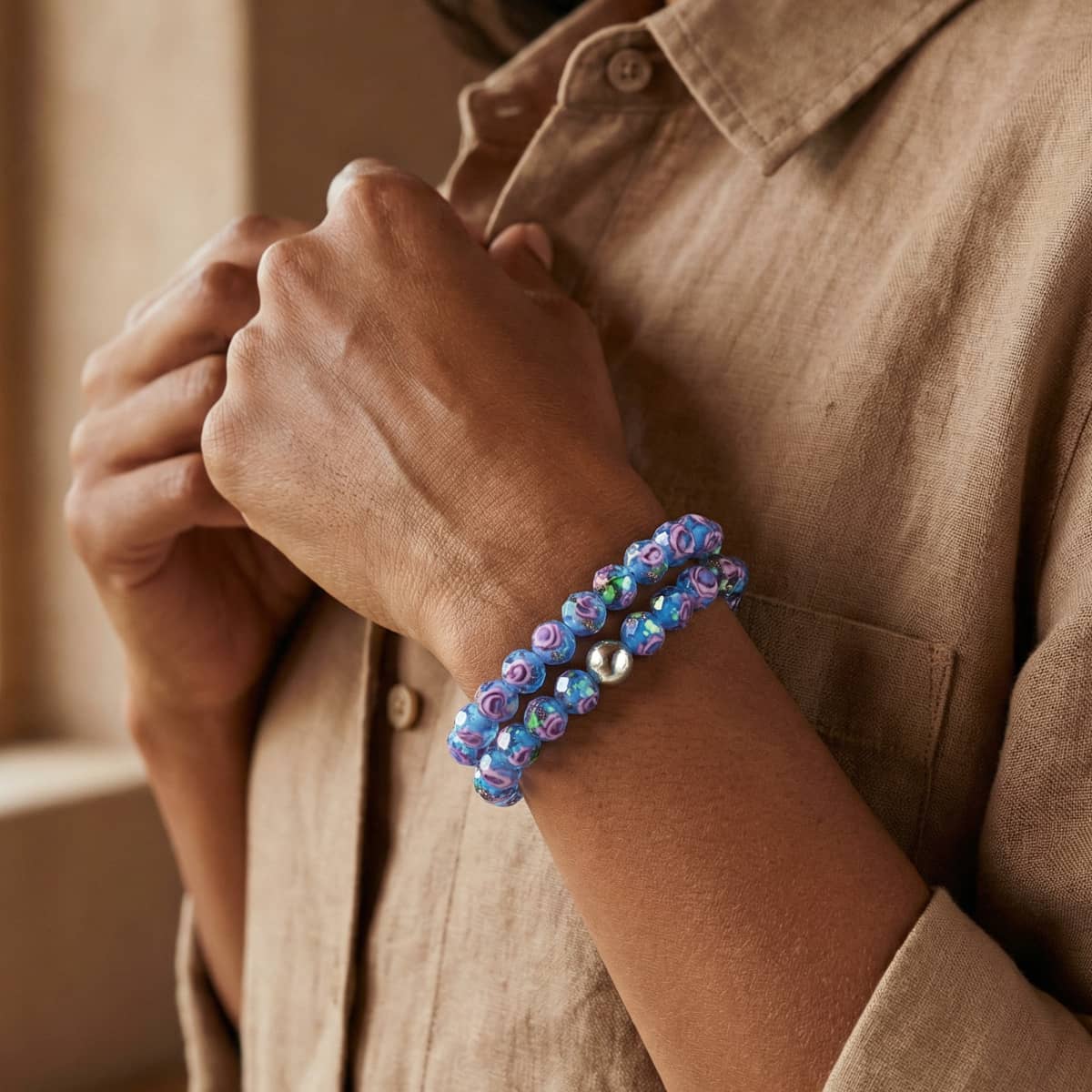 Hyazinthe | Firefly Glas Diamanten Armband