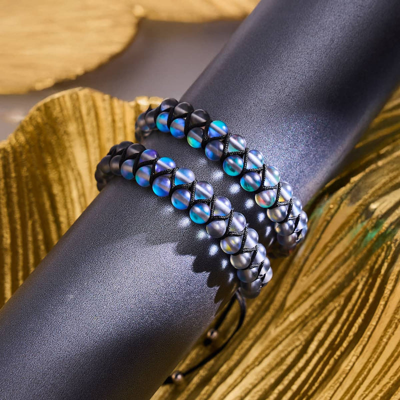 Grau | Silber | Doppeltes Meerjungfrau-Glasarmband