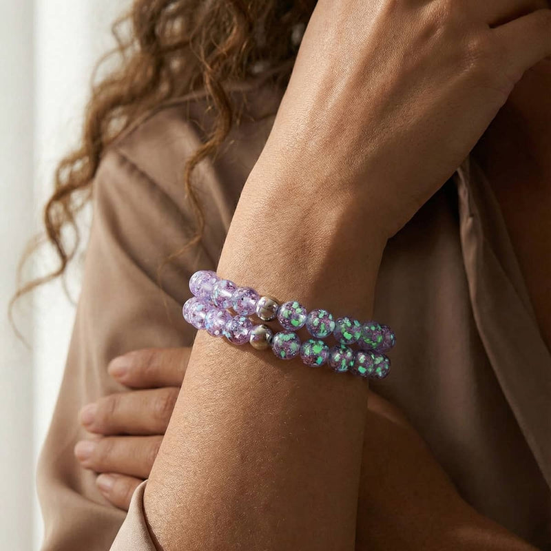 Flieder | 925 Sterling Silber | Glühwürmchen-Glasarmband