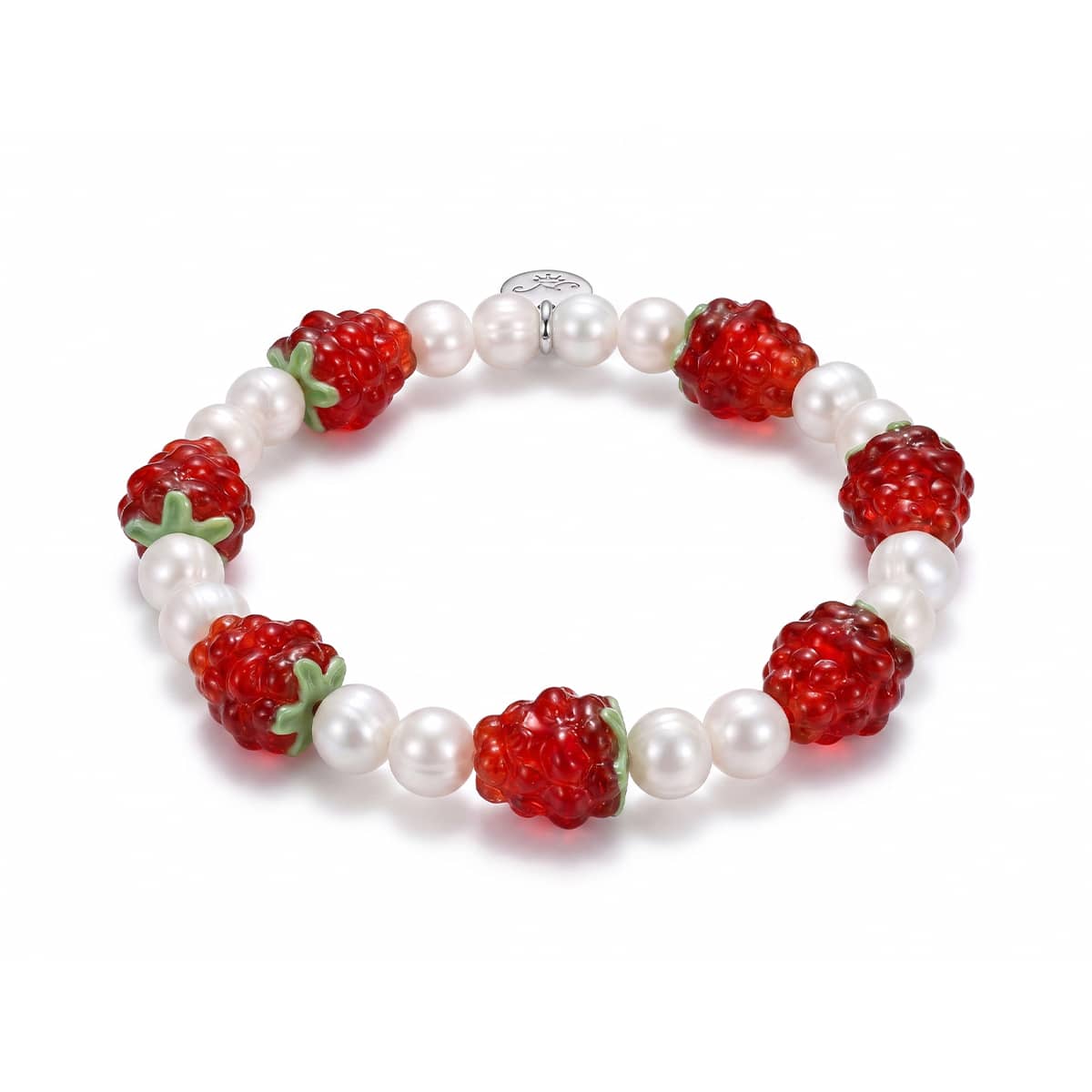 Raspberry x Ivory Pearl | .925 Sterling Silver | Berry Bracelet