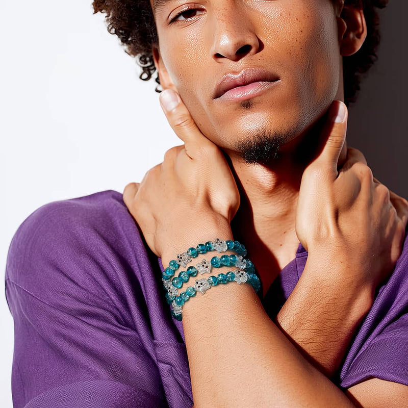 Blaugrünes Phantom | Silber | Glühwürmchen-Glasgeisterarmband