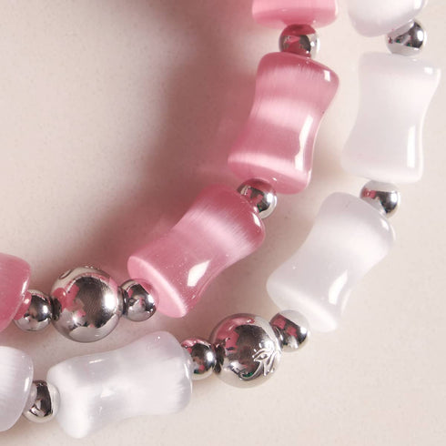Pink Twilight | Ethereal Hourglass Cheshire Glass Bracelet