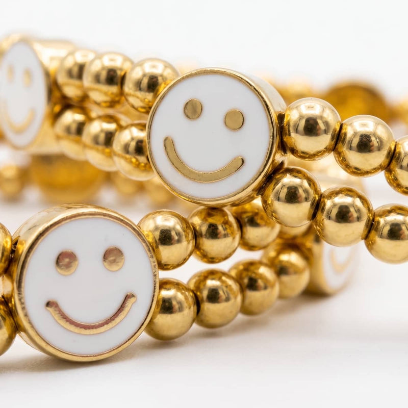 Gold x White Luminous Enamel | Smile Bracelet