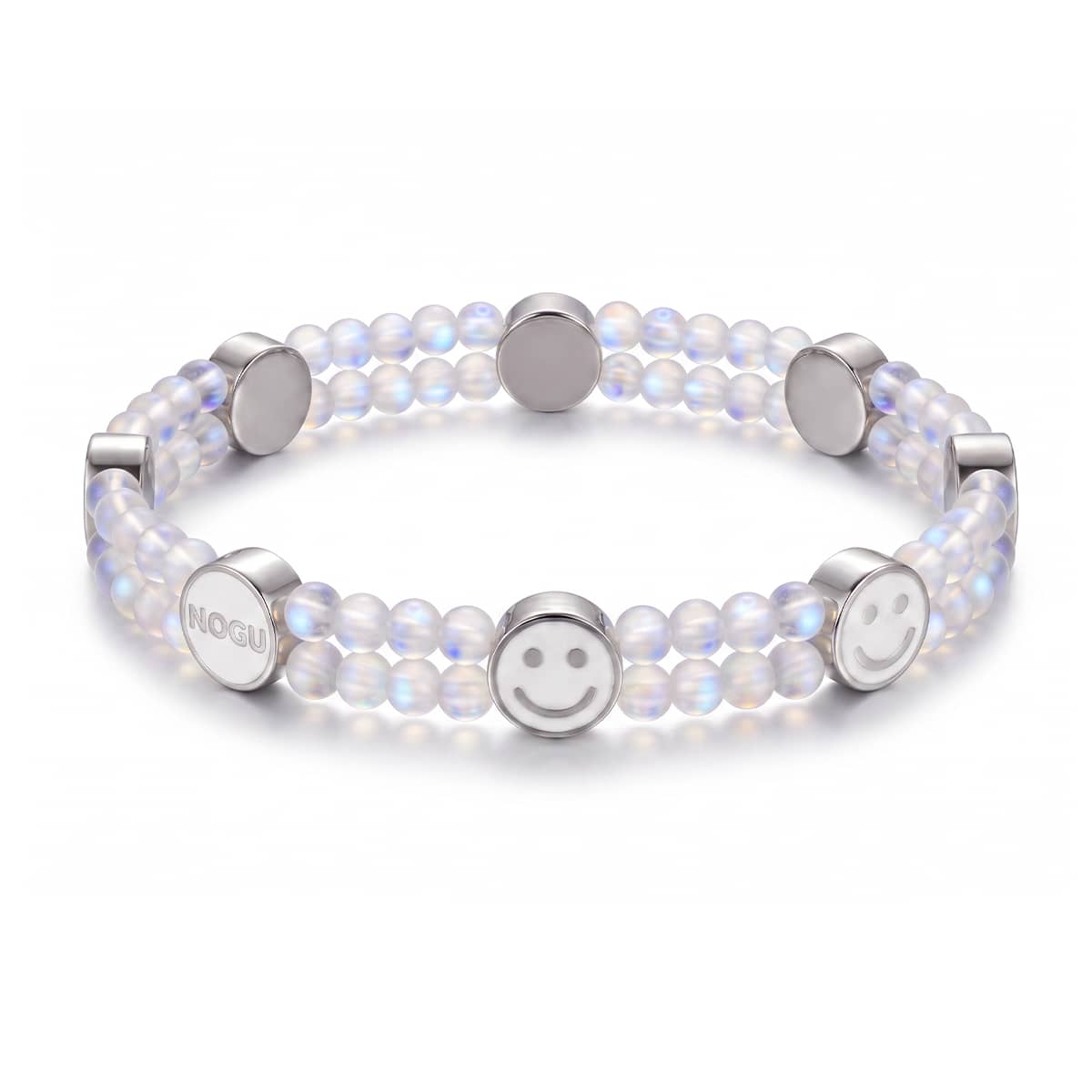 Rainbow White Mermaid Glass x White Luminous Enamel | Smile Bracelet
