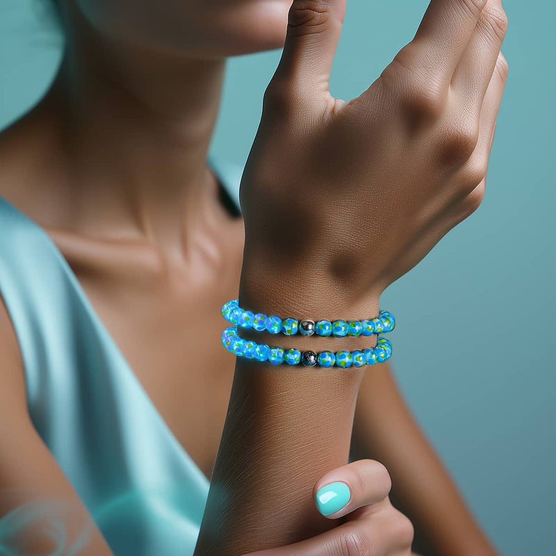 Blue Splash | Firefly Glass Polka Dot Bracelet