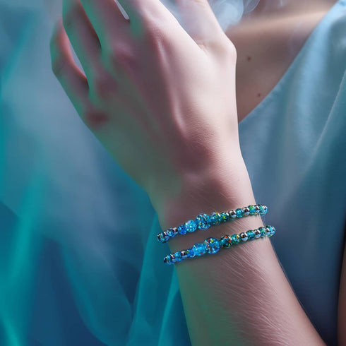 Teal | Firefly Glass Confetti Cascade Bracelet