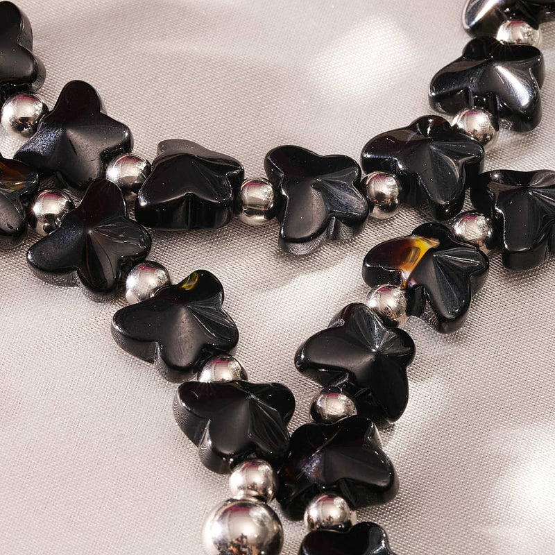 Obsidian Storm | Gem Glass Butterfly Bracelet