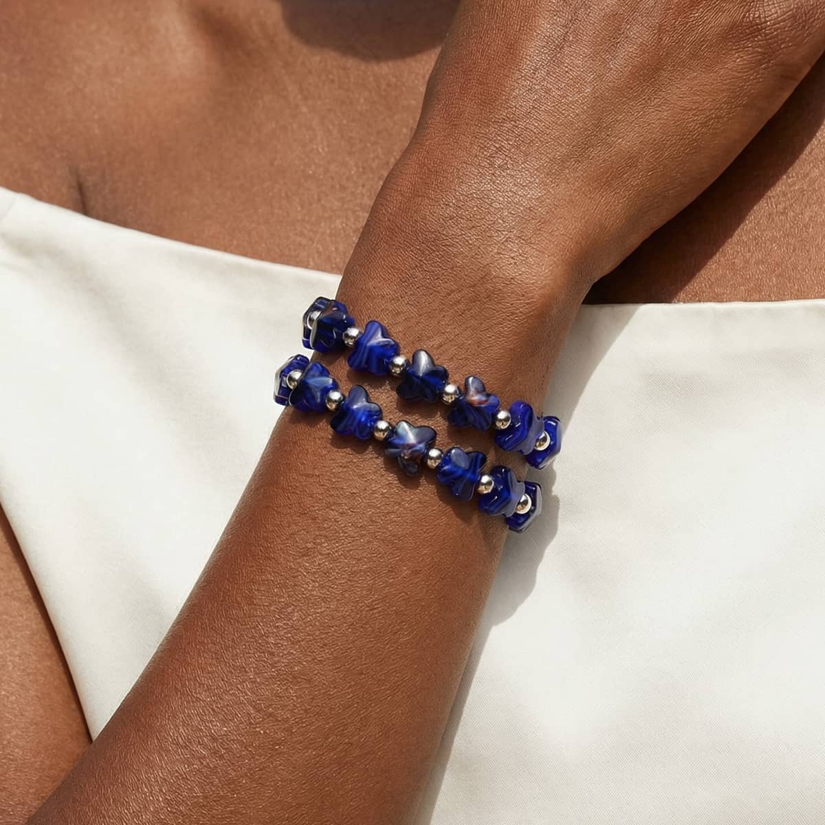 Sapphire Storm | Gem Glass Butterfly Bracelet