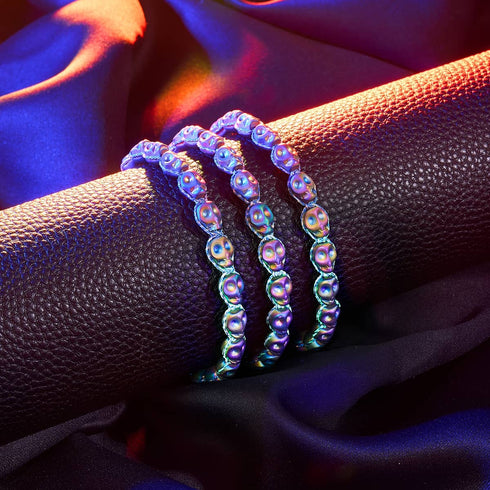 Cobalt Eclipse | Unicorn Hematite Skulls x Blue GloWeave | Macrame Bracelet