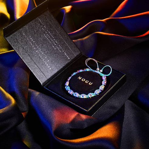 Cobalt Eclipse | Unicorn Hematite Skulls x Blue GloWeave | Macrame Bracelet