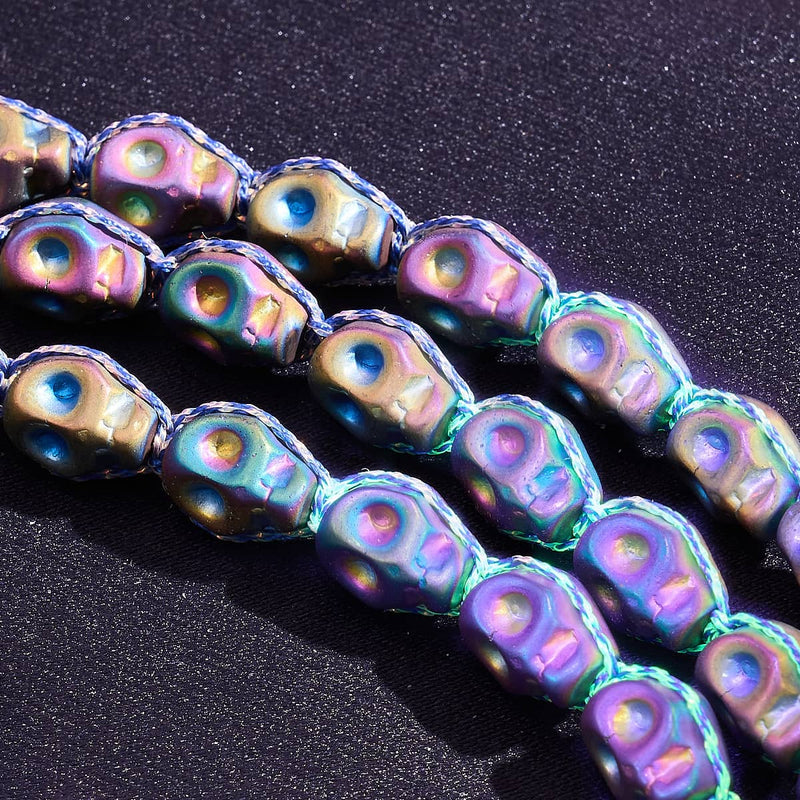 Cobalt Eclipse | Unicorn Hematite Skulls x Blue GloWeave | Macrame Bracelet