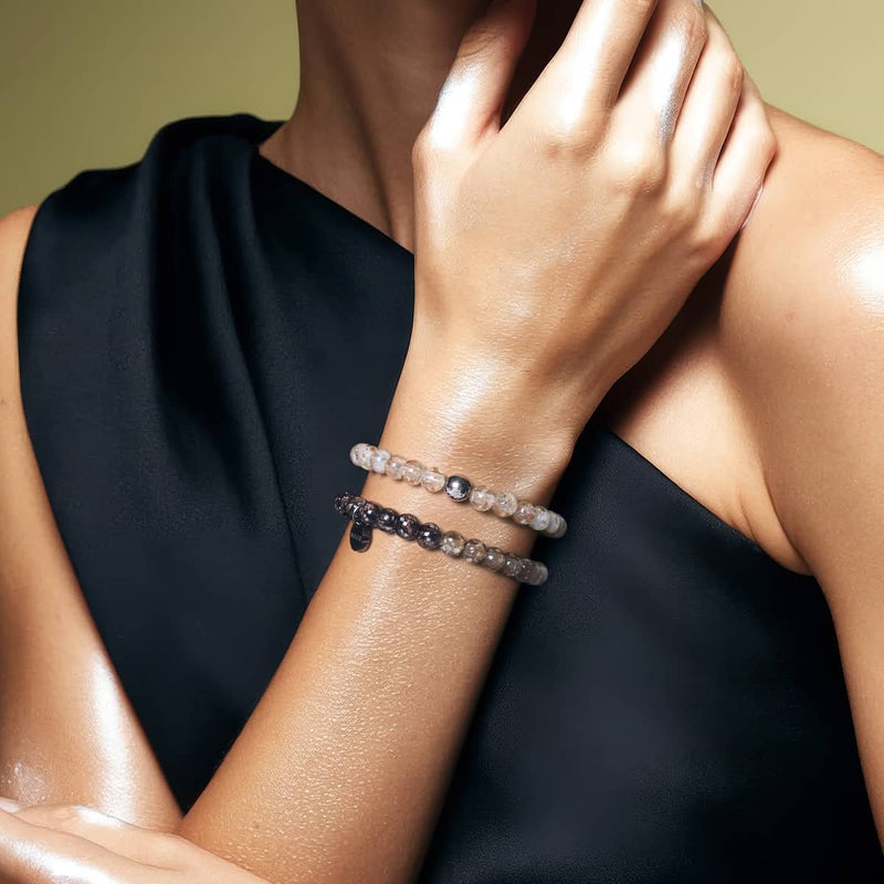 Greyscale Ombre | 6mm Firefly Glass Bracelet