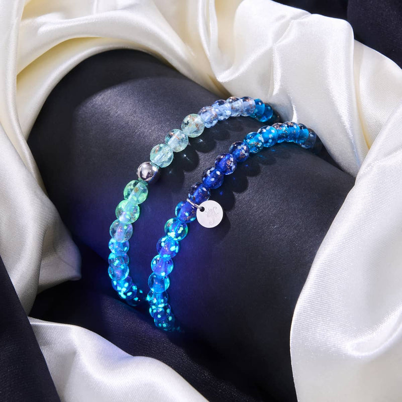 Aquamarine Ombre | 6mm Firefly Glass Bracelet