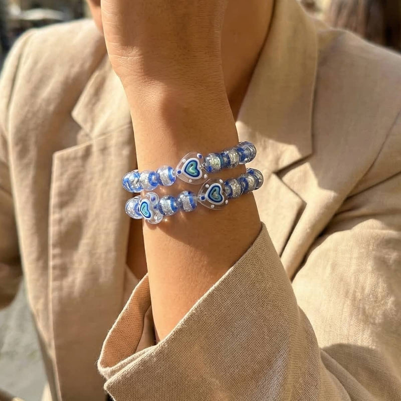 Aquamarine Heartbreaker | Firework Glass Sugar Bracelet