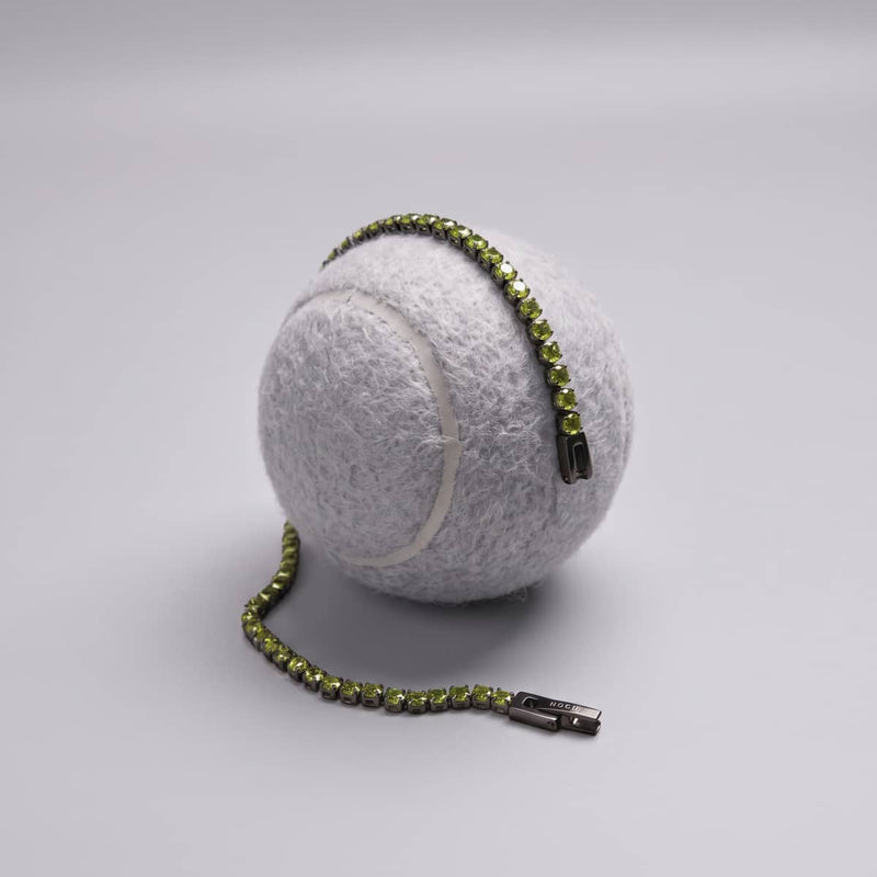 Peridot Crystal x Gunmetal | Tennis Club Bracelet