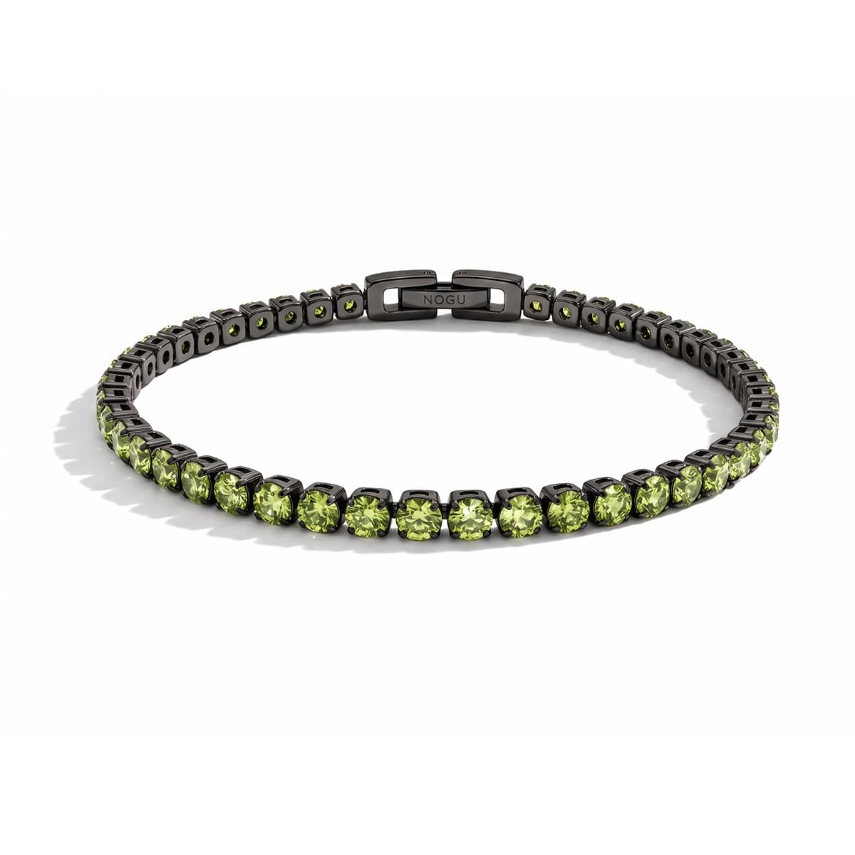Peridot Crystal x Gunmetal | Tennis Club Bracelet