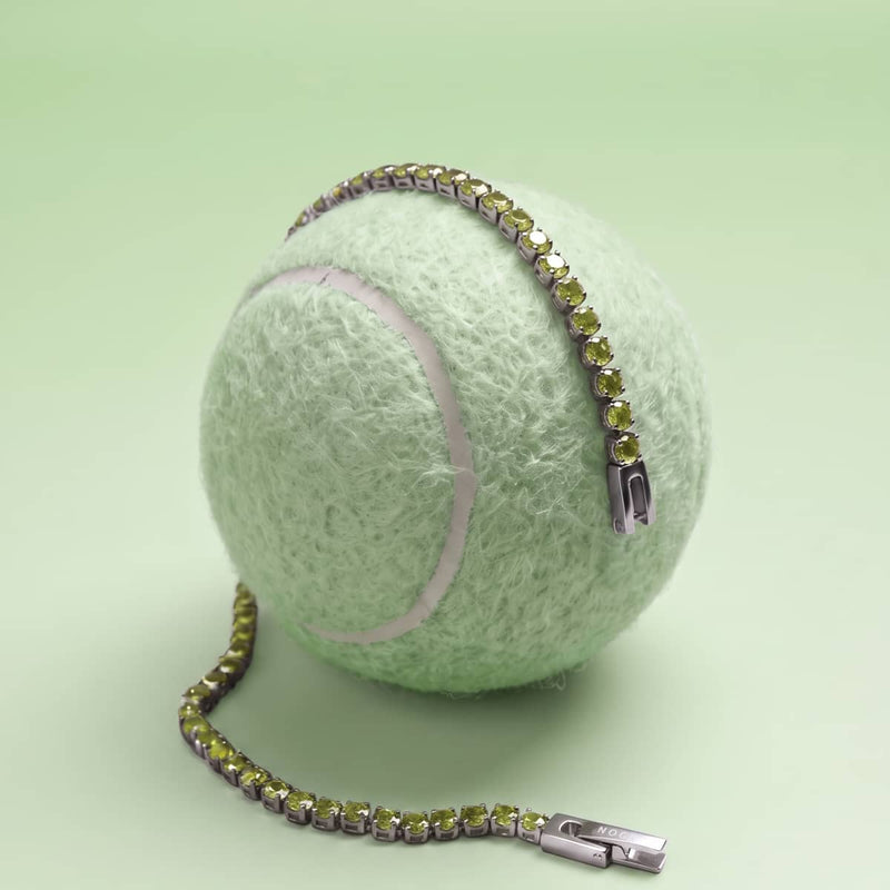 Peridot Crystal x Rhodium | Tennis Club Bracelet