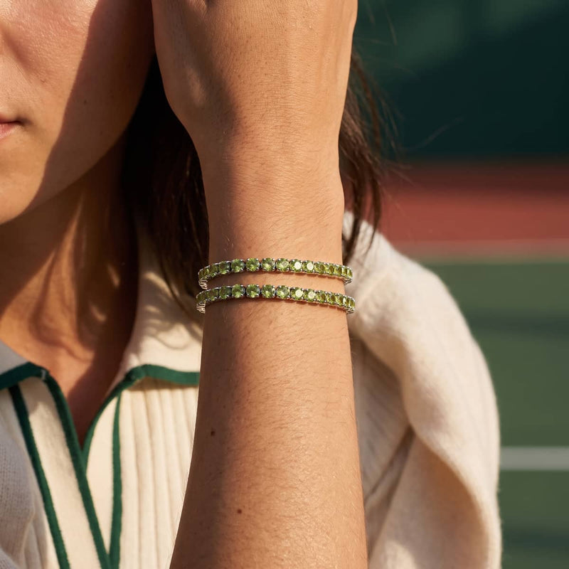 Peridot Crystal x Rhodium | Tennis Club Bracelet