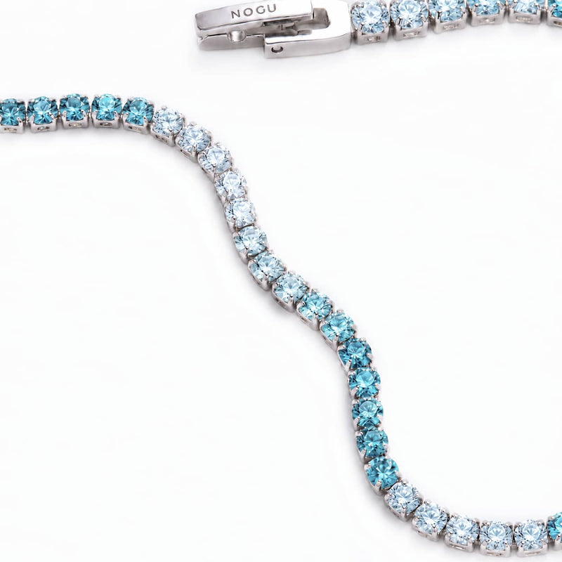 Aquamarine Ombre Crystal x Rhodium | Tennis Club Bracelet