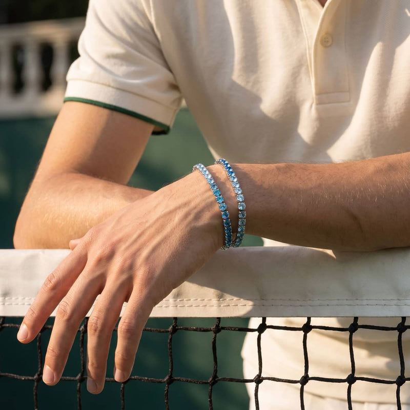 Aquamarine Ombre Crystal x Rhodium | Tennis Club Bracelet