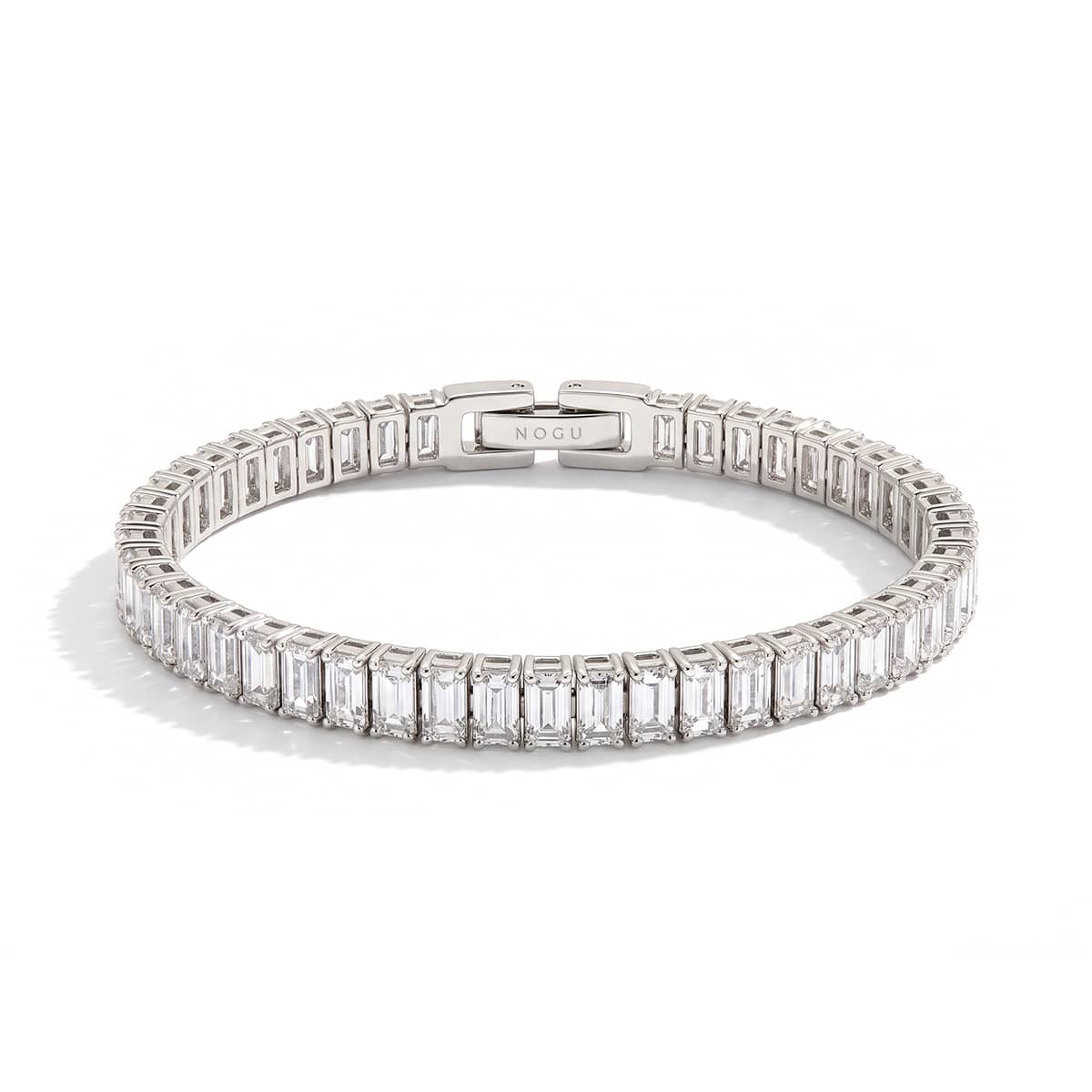Baguette Cut Crystal x Rhodium | Tennis Bracelet