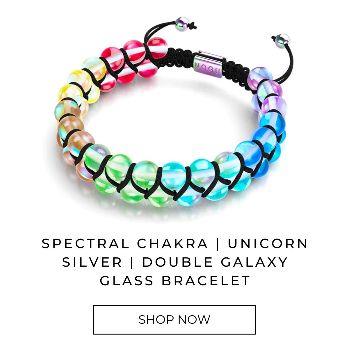 Spektralchakra | Einhorn Silber | Doppeltes Galaxie-Glasarmband