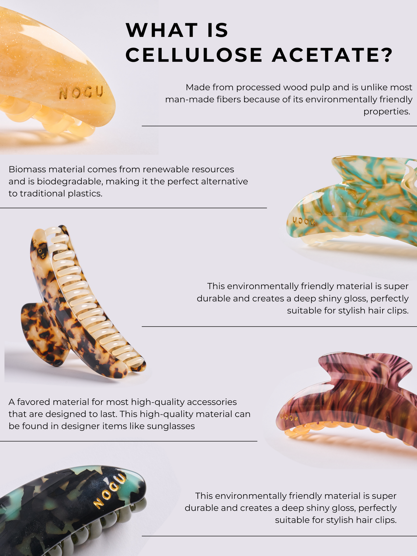 What is Cellulose Acetate Hair Claws by NOGU