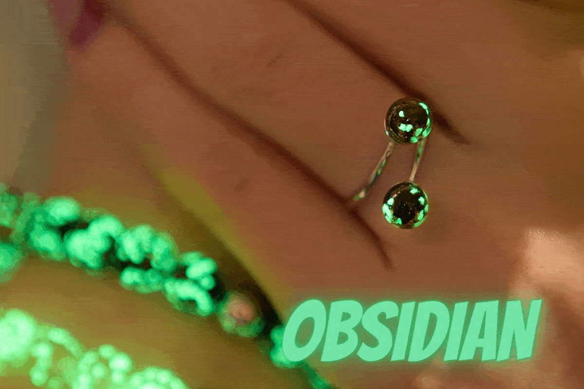 OBSIDIAN-GLÜHWÜRMCHENGLAS - PAAR MIT