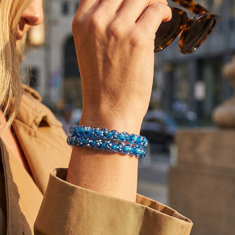 Topasflamme | 925er Sterlingsilber | Glühwürmchen-Glasarmband