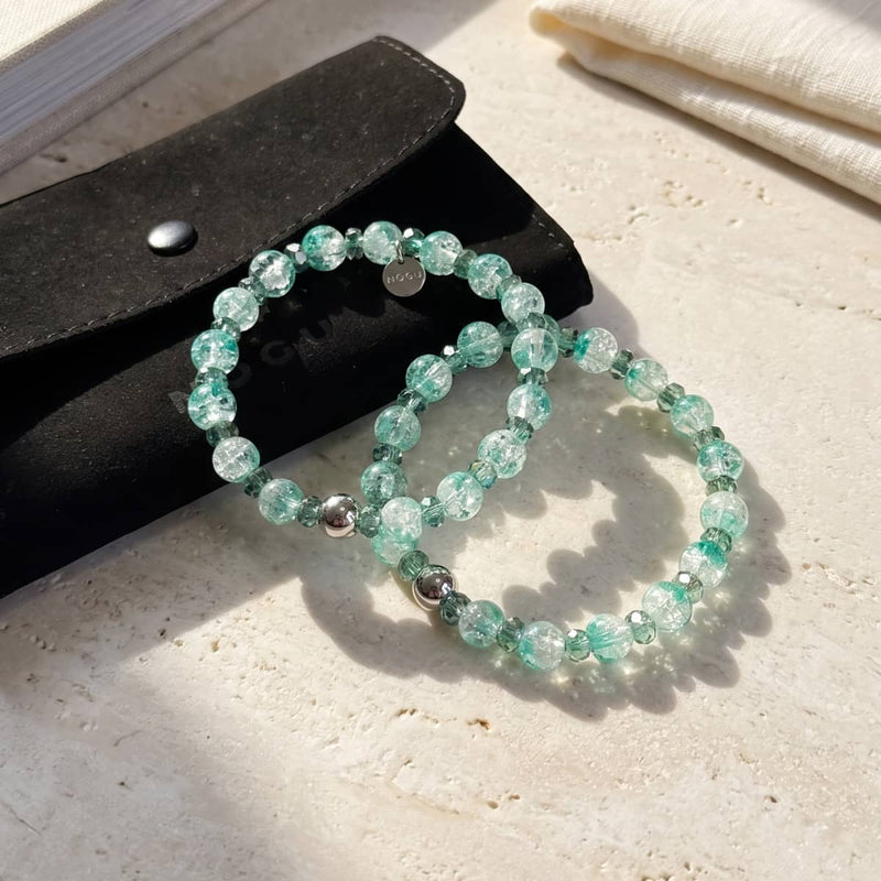 Türkis | Firefly Glas Schneekugel Armband