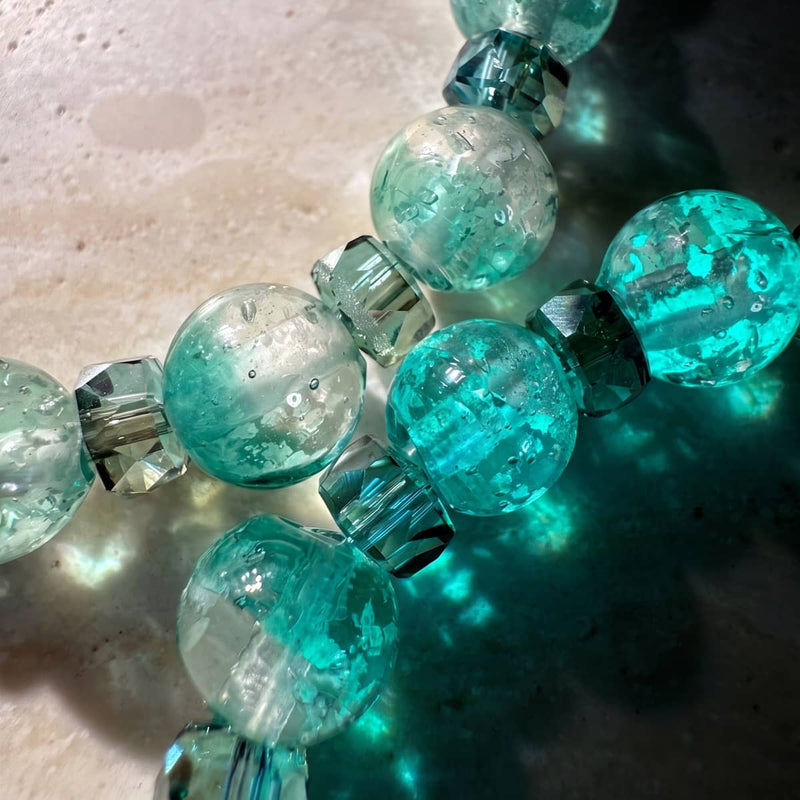 Türkis | Firefly Glas Schneekugel Armband