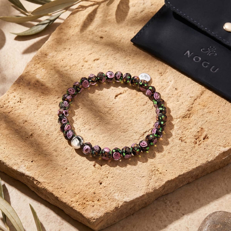 Schwarze Dahlie | Firefly Glas Diamanten Armband