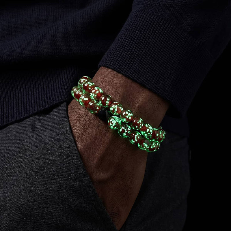 Purpurrot | 925 Sterling Silber | Glühwürmchen-Glasarmband