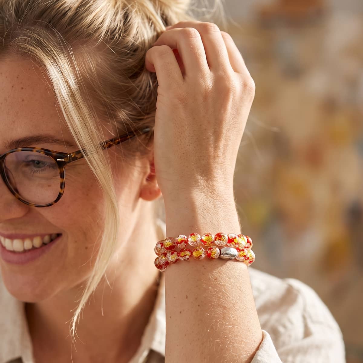 Verliebt | 925 Sterling Silber | Feuerwerk Glas Armband