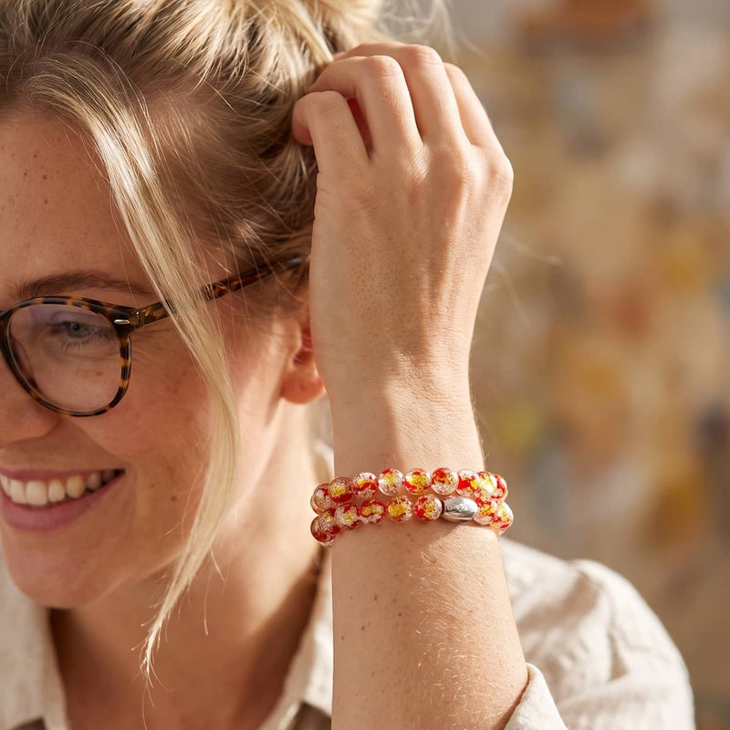 Verliebt | 925 Sterling Silber | Feuerwerk Glas Armband