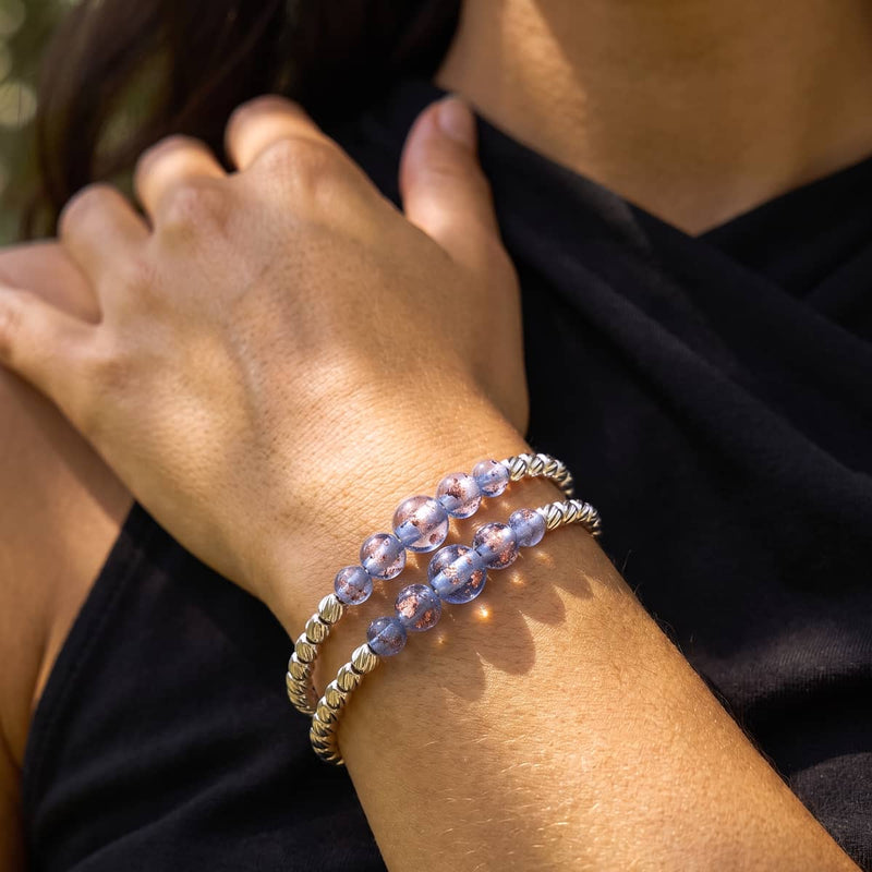Indigo | Silber | Firefly Glas Kaskadenarmband