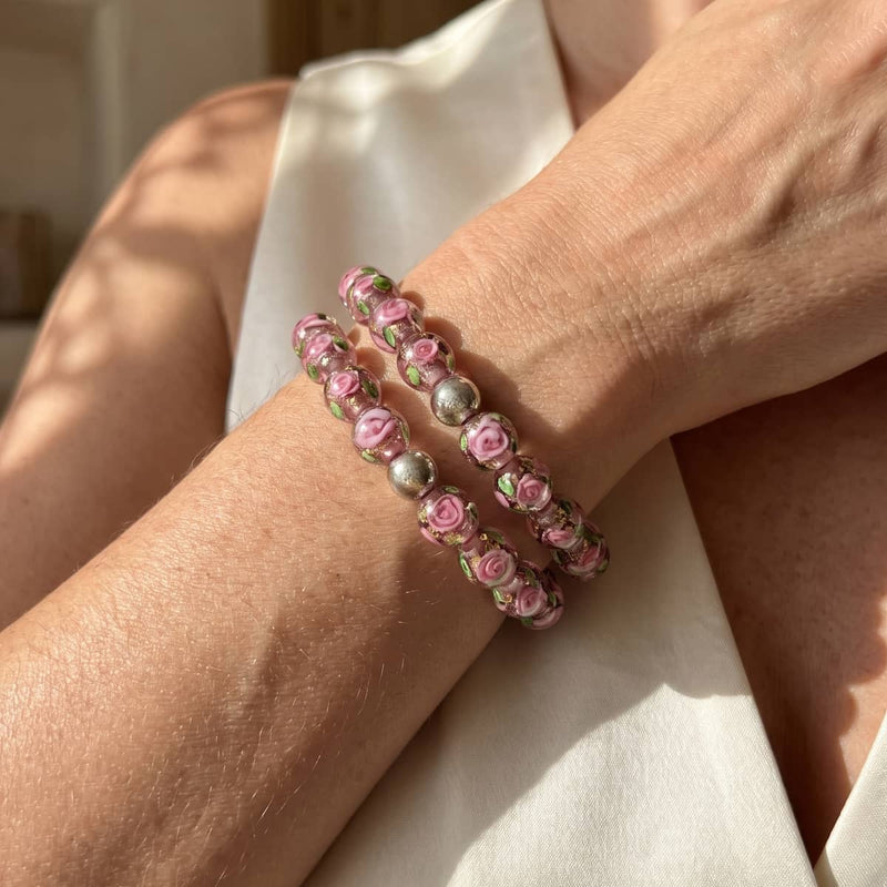 Lila Clematis | Feuerwerk Glas Garten Armband