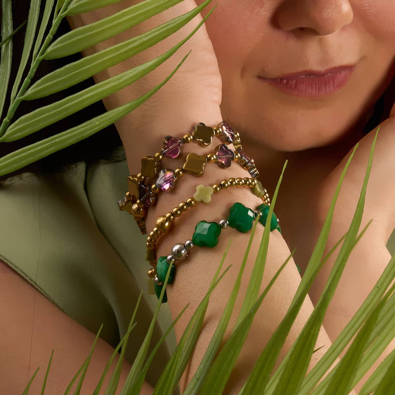 Glückslorbeer | Gold | Kleeblatt-Essenz-Armband