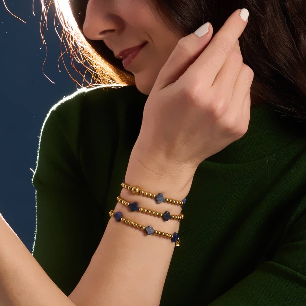 Mitternachtsschatz | Gold | Kleeblatt-Essenz-Armband