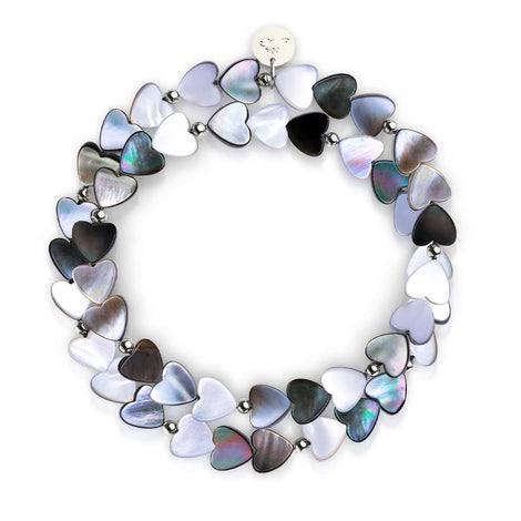 Schwarzes Perlmutt | 925er Sterlingsilber | Herz-Wrap