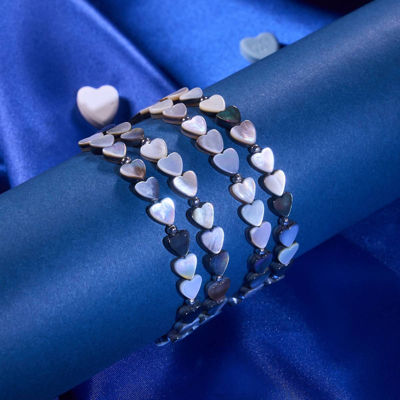 Schwarzes Perlmutt | 925er Sterlingsilber | Herz-Wrap