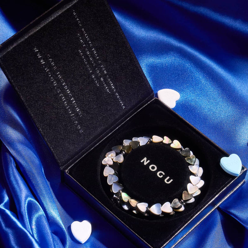 Schwarzes Perlmutt | 925er Sterlingsilber | Herz-Wrap