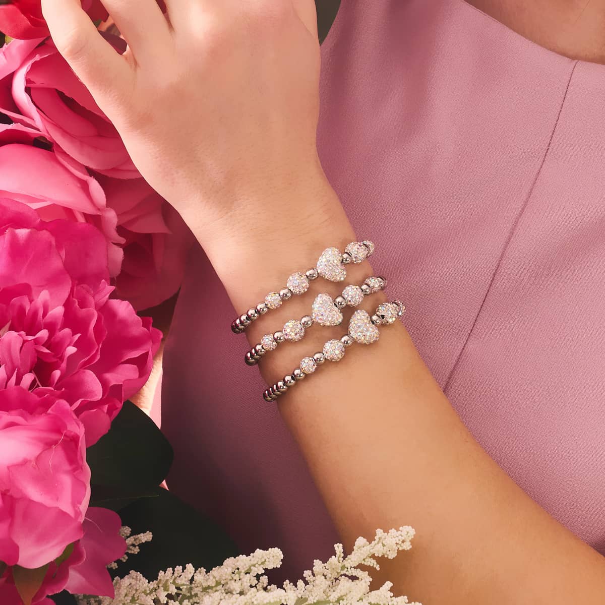 Einhorn Weißer Kristall | Kikiballa Kaskaden-Herz-Armband