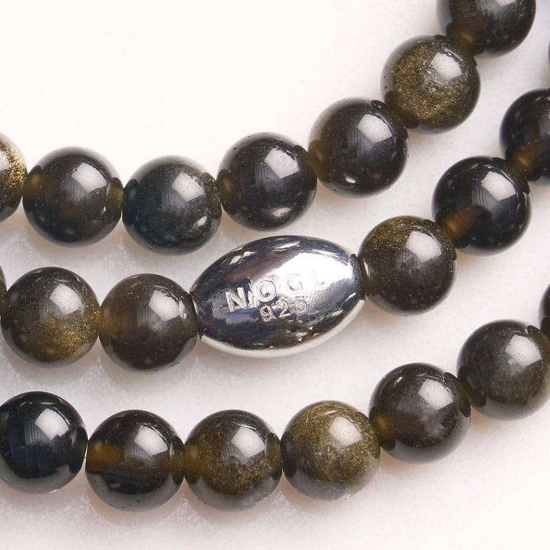 AAA Obsidian | 925 Sterling Silber | Edelsteinarmband