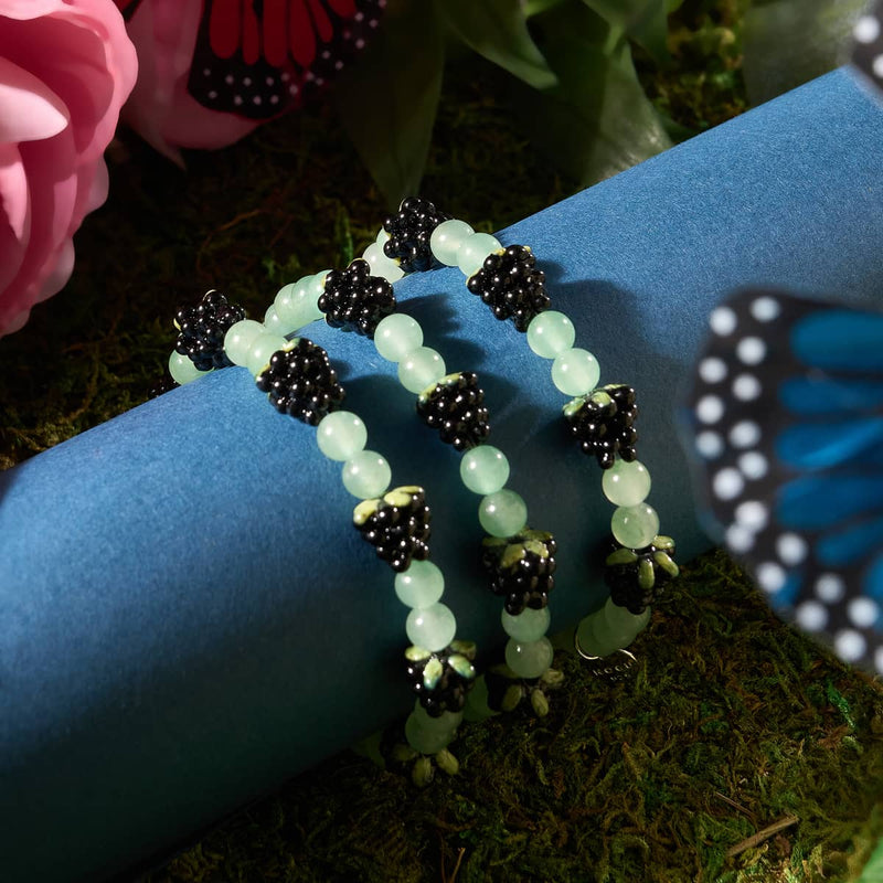 Schwarzer x grüner Aventurin | 925er Sterlingsilber | Beerenarmband