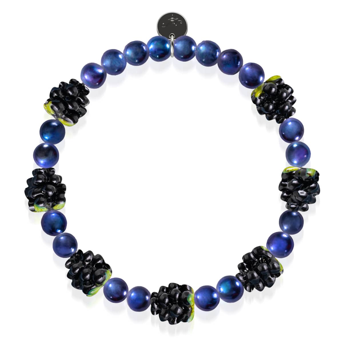 Blaue x Mitternachtsblaue Perle | 925er Sterlingsilber | Beerenarmband