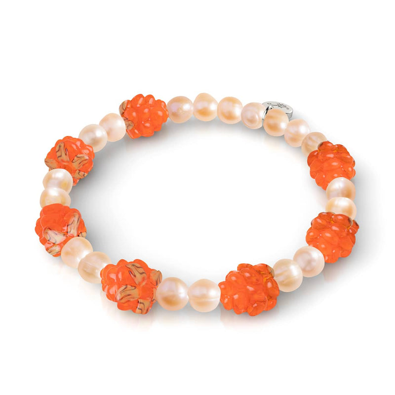 Orange x Champagner-Perle | 925er Sterlingsilber | Beerenarmband